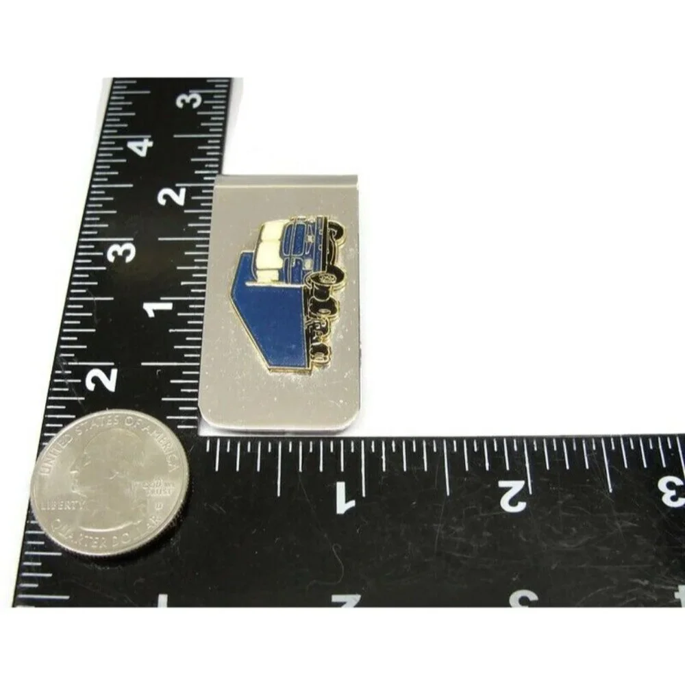 Vintage Stainless Semi Truck Money Clip Men Wallet ID Credit Card Holder